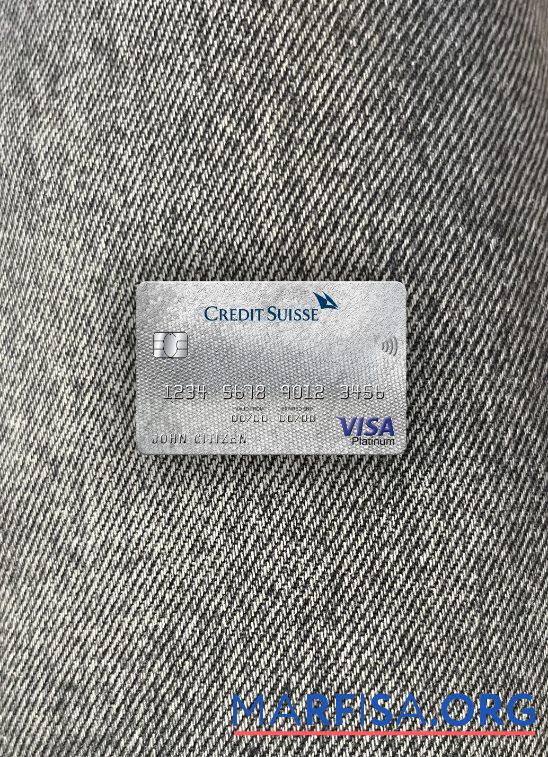 Blank Switzerland Credit Suisse bank visa platinum card photolook front example